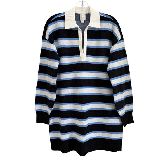 Anthropologie Color Block Mini Sweater Dress Tunic Womens XS OVERSIZED V Neck - Picture 5 of 11